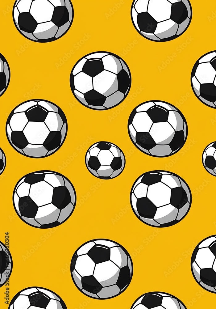 Soccer Ball Pattern: Yellow Background