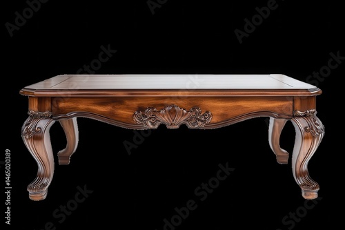 Elegant classic coffee table, beautifully designed and cleanly isolated on a pristine white background, showcasing its timeless appeal. photo