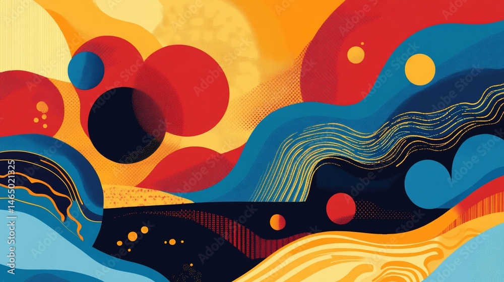 Fototapeta premium Dynamic Abstract Forms in Vibrant Hues