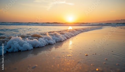 Wallpaper Mural Sea Foam Washes Ashore at Sunset Torontodigital.ca