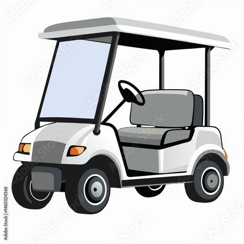 Golf cart car a white color. Electric Vehicle.Isolated 
 vector illustration on white background.Side view 