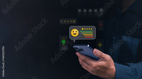 User engaging with feedback on mobile app digital space interactive content modern user experience insights
