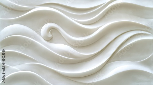 Abstract white wave pattern swirling elegant design texture background 3d art pale soft cream lines