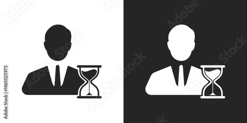 Time management icon, Businessman and hourglass, Deadline and productivity icon vector design