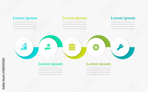 Horizontal Business Timeline Infographic with Icons and Curved Flow
