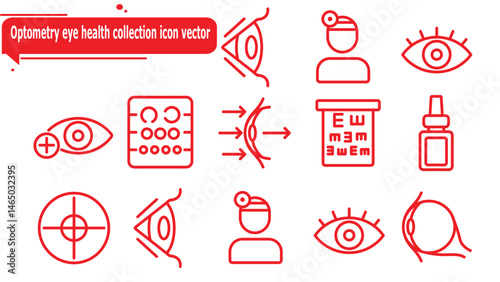 Optometry eye health collection icon vector