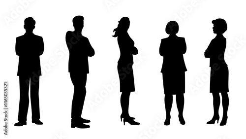 set of a group of standing business people