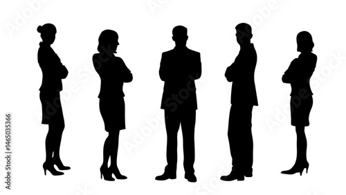 set of a group of standing business people