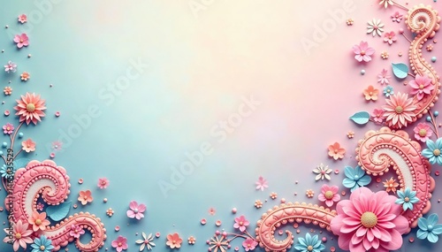 Subtle paisley print on soft pastel background, art, light, graphic