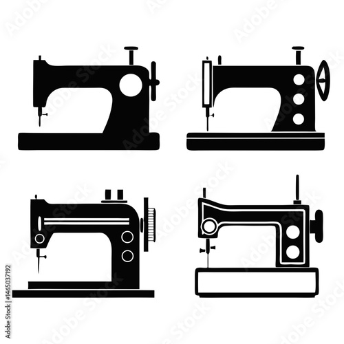 Sewing Machine Vector Set for Tailoring and Fashion Design