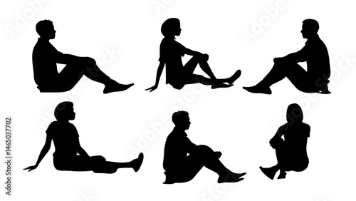 set of a group of business people sitting in various poses