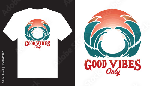 Vector summer t shirt design illustration of a tropical beach