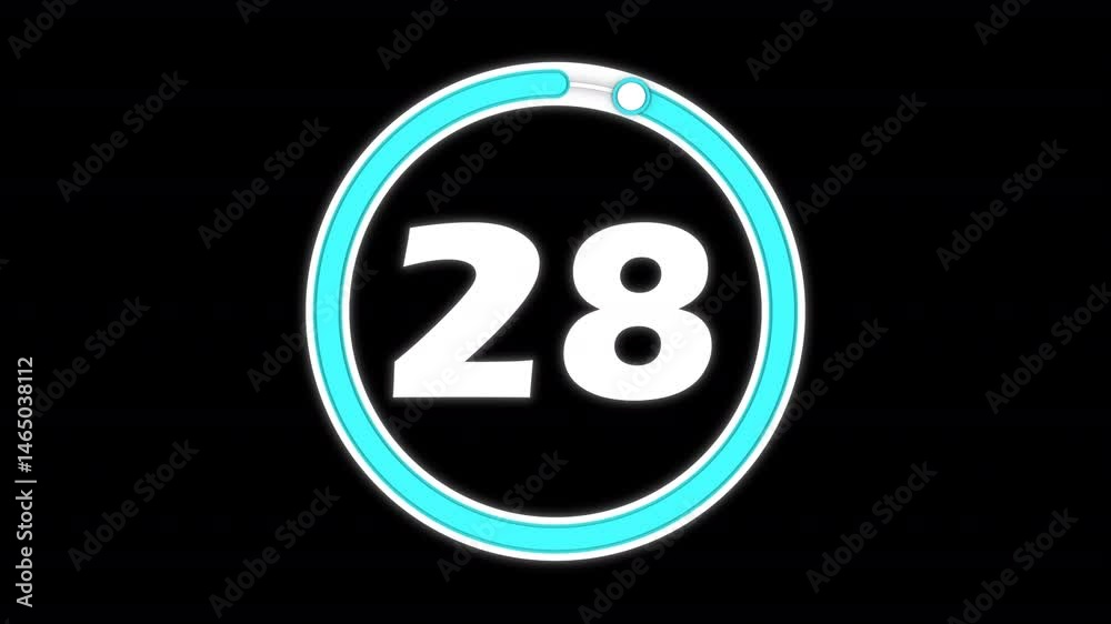 Circular countdown timer for 30 seconds on an isolated background. Countdown timer from 30 to 0 seconds with alpha channel
