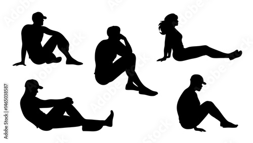 set of a group of business people sitting in various poses