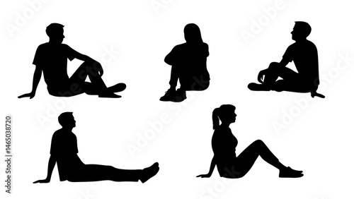 set of a group of business people sitting in various poses