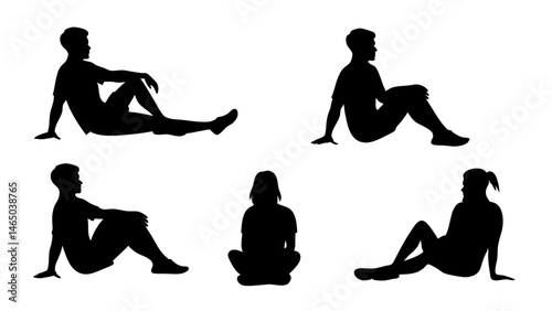 set of a group of business people sitting in various poses