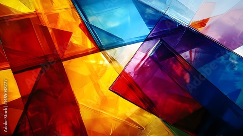 Abstract Colorful Glass Blocks Geometric Art