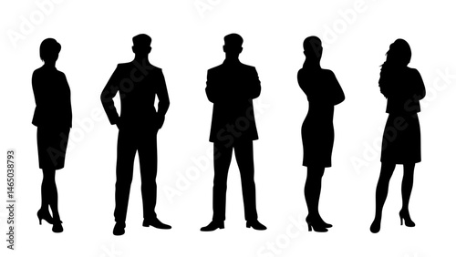 set of a group of standing business people