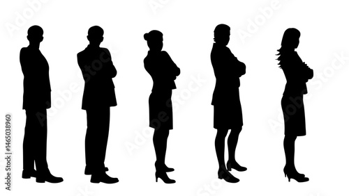 set of a group of standing business people