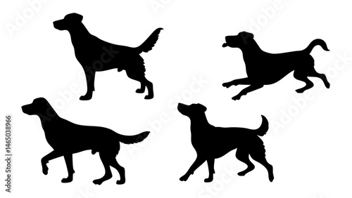 set of dog different pose silhouette vector