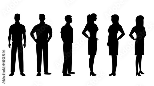 set of a group of standing business people