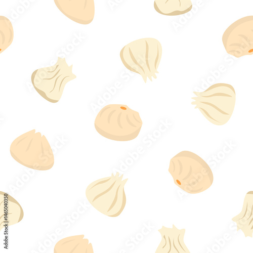 Dim sum pattern background. Masala Momos illustration. dumpling pattern background. Siu Mai (Shumai) Chinese dumplings illustration pattern background.