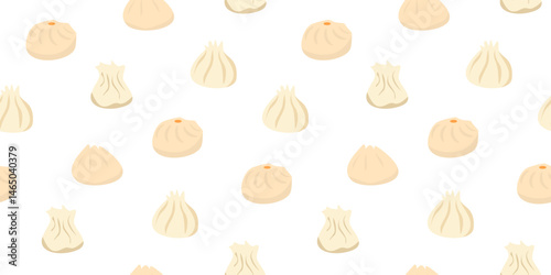 Dim sum pattern background. Masala Momos illustration. dumpling pattern background. Siu Mai (Shumai) Chinese dumplings illustration pattern background.
