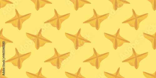Crispy Wonton Pattern background. Fried Dumpling pattern background. Fried Snack Food illustration pattern. Fried Dumpling Seamless Pattern, Asian Street Food Background.