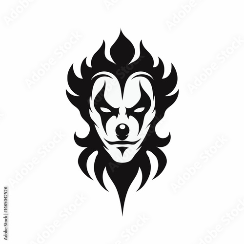 Evil clown in tribal horror style