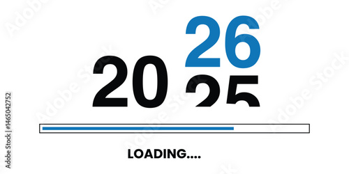 loading screen displaying the year 2026. New year 2026 loading background vector illustration. Happy new year design element