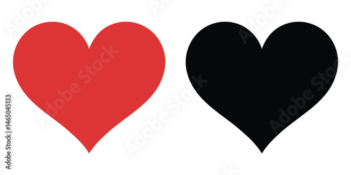 black nad red hearts symbol vector on white background