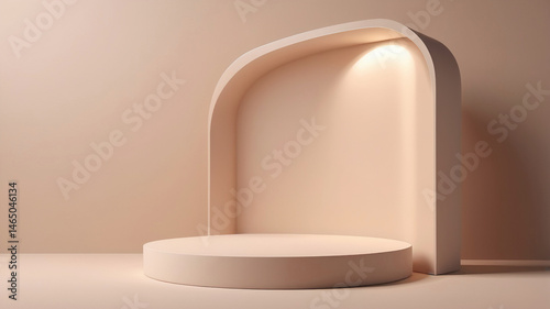 Minimalist podium mockup with matte finish and clean edges. Neutral background product shot for furniture catalogs or 3D rendering