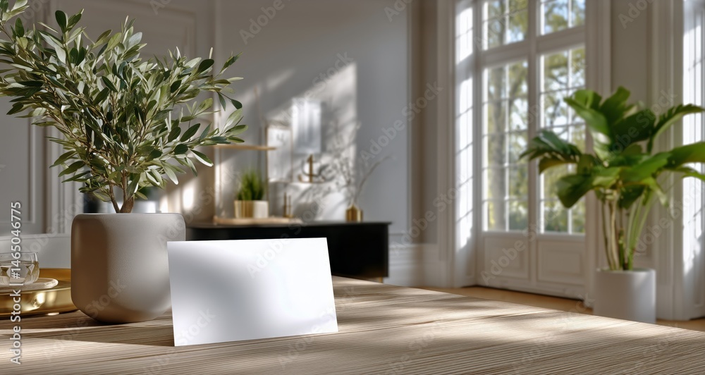 Elegant Interior Design Featuring a Cozy Sitting Area With Plants and Natural Light