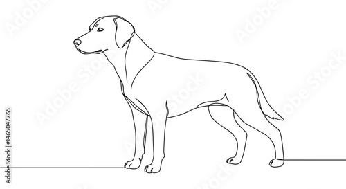 Simple outline of a dog standing in profile  