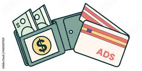 Vector Illustration of a wallet with cash.