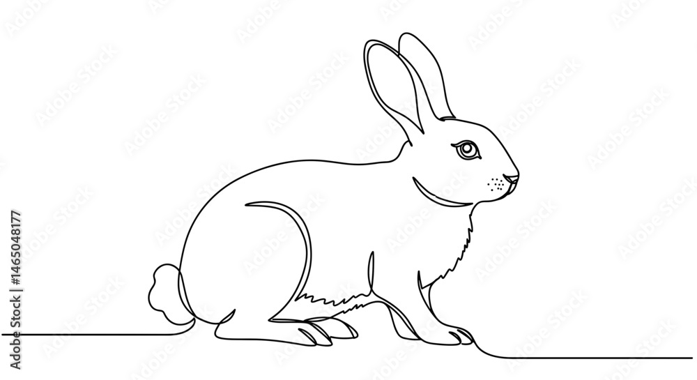 Obraz premium Outline of a Rabbit in Minimalist Style 