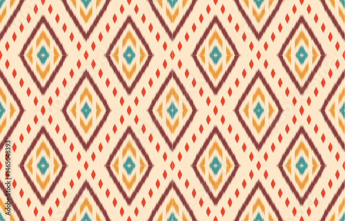 Wallpaper Mural Geometric ethnic oriental ikat seamless pattern  color oriental. Aztec ornament print. Design for background ,curtain, carpet, wallpaper, clothing, wrapping, Batik, vector illustration. Torontodigital.ca