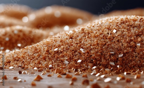 Obraz na płótnie Brown Sugar Granules Glistening Under Soft Light in a Culinary Setting w salonie