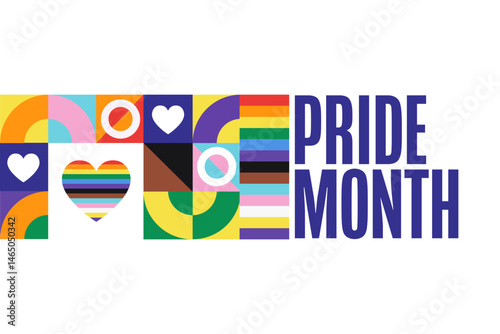 Pride Month. June. Holiday concept. Template for background, banner, card, poster with text. Vector EPS10 illustration.