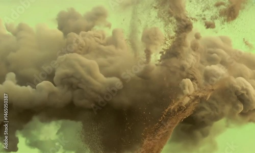 Powerful sand explosion on green screen background, Dramatic sand and dust explosion HD video