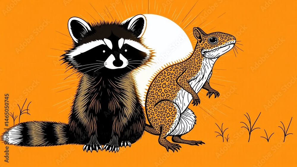 Fototapeta premium Scandinavian Animal Wall Decor Illustration