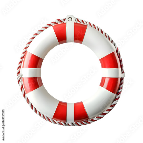 Red and White Life Preserver Isolated Against transparent Background