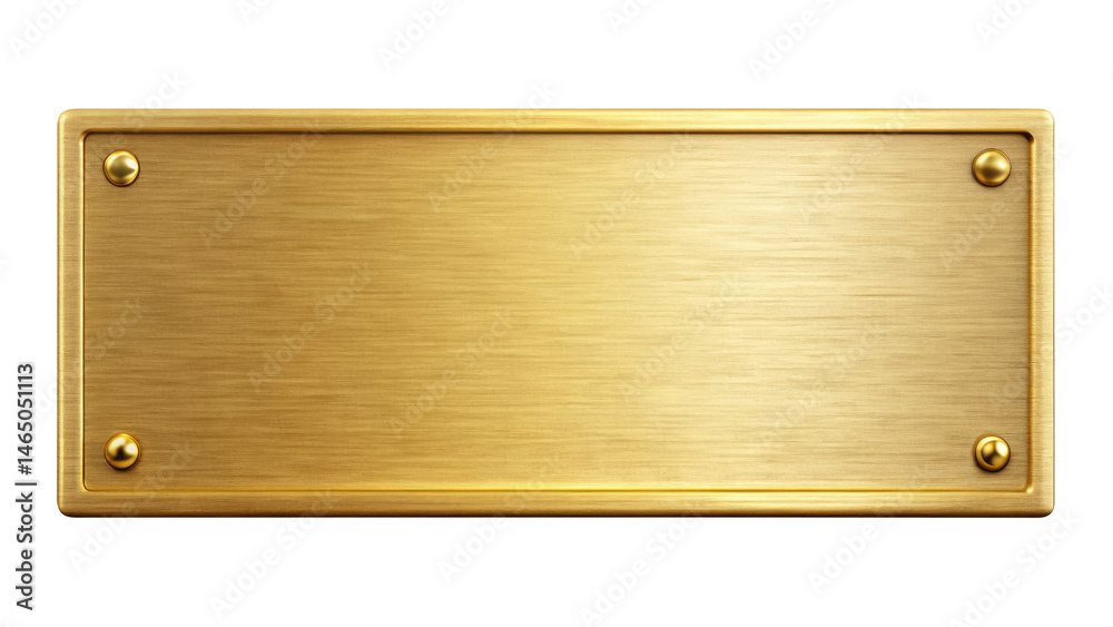 Golden Shiny Metal Nameplate isolated on transparent white background, clipping path Golden Shiny Metal Nameplate isolated on transparent white background, clipping path