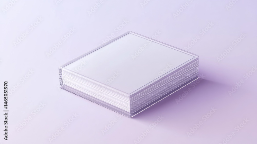 Stack of white papers in clear acrylic case Stack of white papers in clear acrylic case