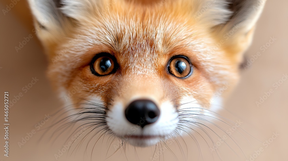 Obraz premium Close Up of a Fox Face Looking Up with Brown Eyes