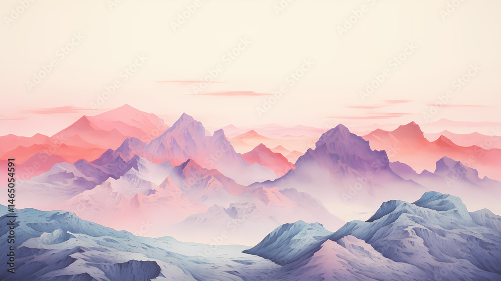 Fototapeta premium colorful frozen liquidus mountains surrounded illustration abstract background decorative painting
