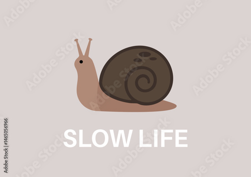 A snail glides gracefully on a soft pastel background, embodying the essence of a slow life, Its presence invites contemplation, relaxation, and a deeper connection to nature