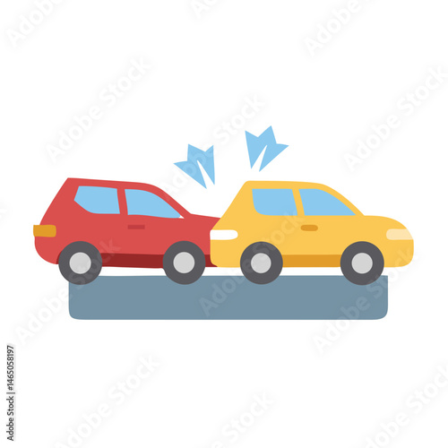 Cartoon Car Crash Illustration for Insurance or Safety Content.A simple cartoon illustration depicts a car crash.