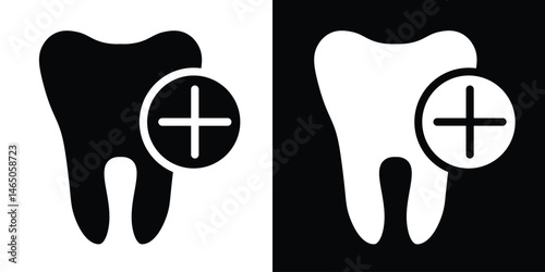 Dental Icon Illustrating Tooth and Health Concept in Black and White