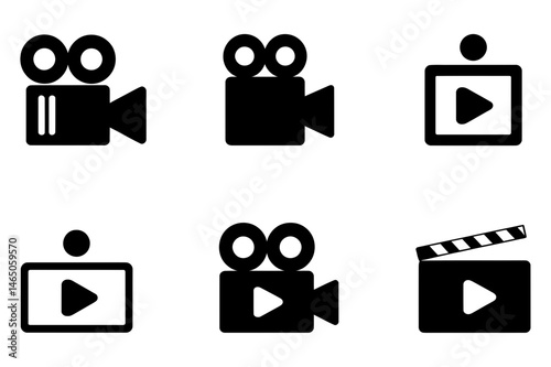 Video camera and film icons for movie production